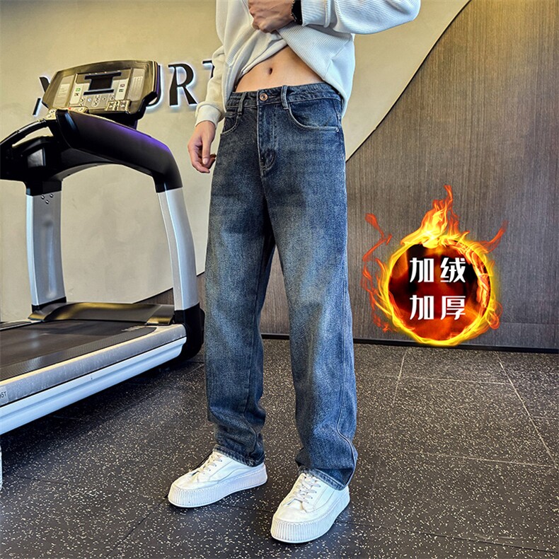 加绒加厚牛仔裤秋冬新款男士高品质修身牛仔长裤901N34加绒P68，男装牛仔裤，星座901