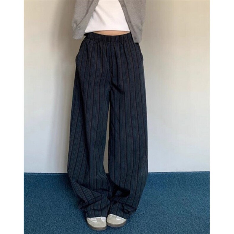 美式复古条纹休闲裤男女宽松直筒阔腿裤子垂感拖地长裤潮KA838,男装休闲裤,星座1116A（原606A-3）
