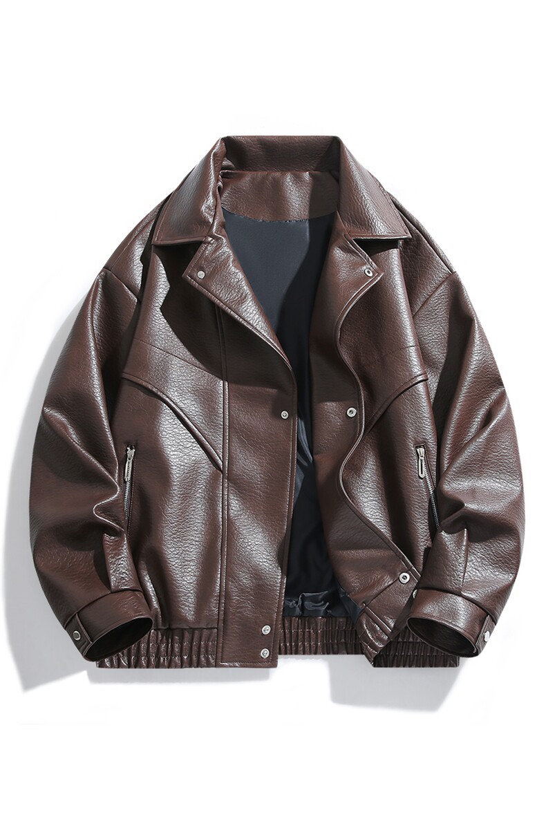 2025秋冬新款休闲百搭防风翻领皮衣夹克YH-65-P70,男装皮衣,星座717