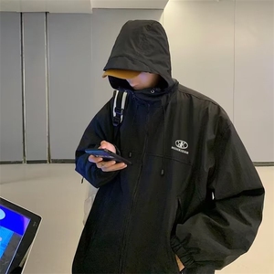 冲锋衣男韩版潮流连帽2024秋季新款ins宽松百搭帅外套W3435-P57图片