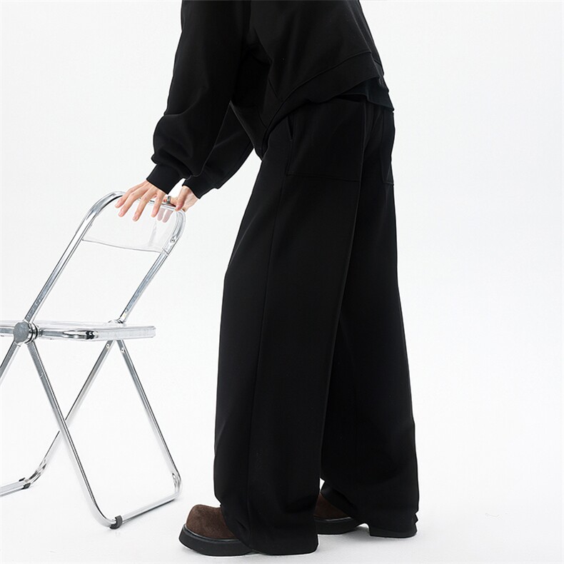 现货ZK7986-批65高克重美式复古褶皱宽松西裤男女大码百搭,男装西裤,电商A059