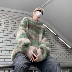 不规则条纹渐变毛衣男春秋外穿美式复古慵懒风潮牌针织衫MY21-P48，男装针织衫/毛衣，星座1008