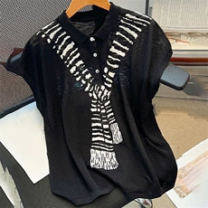 夏季竹节麻韩系印花短袖时尚百搭潮流，女装T恤，锦弘羊绒