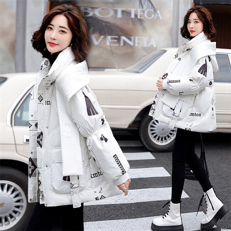 羽绒服女中长款2023年冬季新款韩版宽松显瘦90%白鸭绒外套潮，女装羽绒服，时尚俏佳人