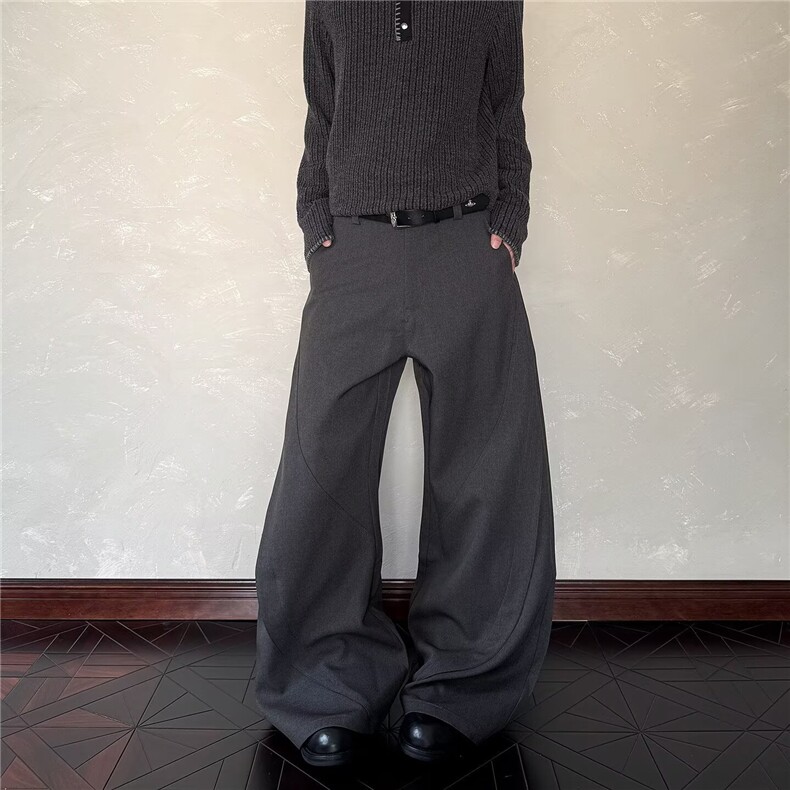 春季新款美式街头cleanfit解构拼接弯刀西裤男宽松阔腿休闲裤，男装西裤，星座506A