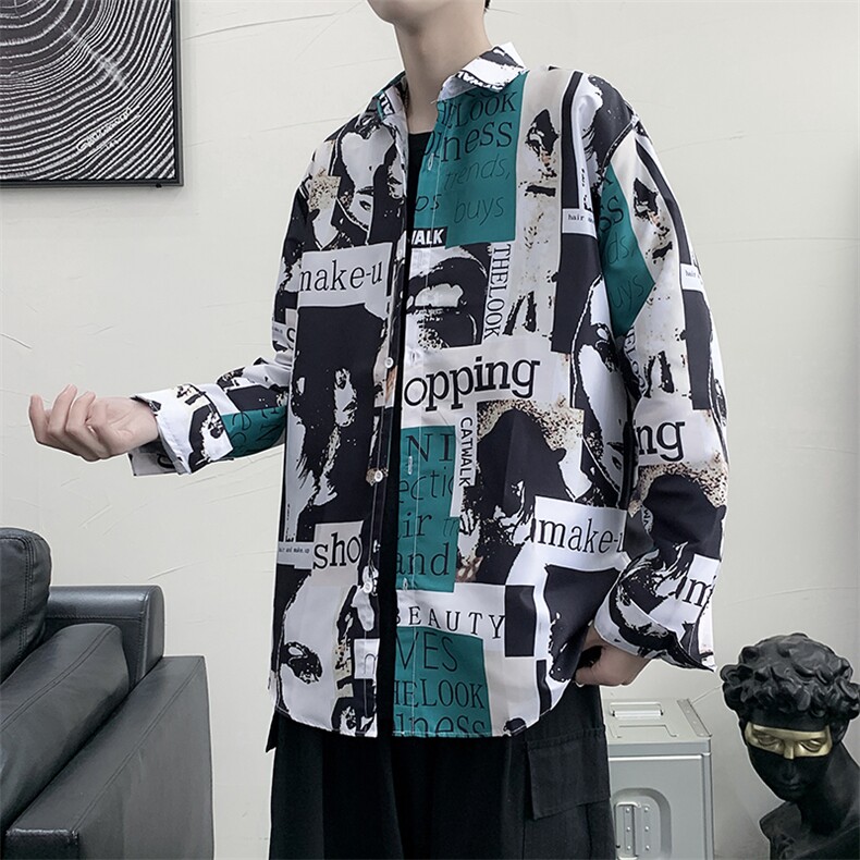 长袖衬衫男港风日系衬衫C9628P27,男装衬衫,星座1116-2