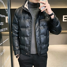 2025冬季新款PU皮羽绒服男士立领白鸭绒外套保暖B317/PY103/P155，男装羽绒服，电商B317