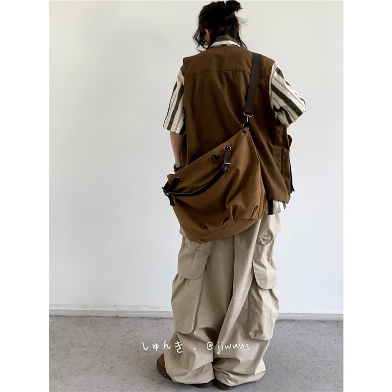 J54-P40休日系慵懒垂感工装马甲男宽松休闲无袖背心情侣同款外套,男装背心/马甲,电商B323A