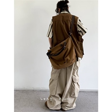 J54-P40休日系慵懒垂感工装马甲男宽松休闲无袖背心情侣同款外套，男装背心/马甲，电商B323A
