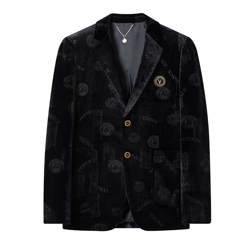 西服男秋季潮款休闲商务金丝绒西服上衣中年男士外套ASD7186-P290,男装西服,电商B212（原钱塘6029）
