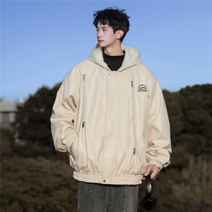 冲锋衣连帽刺绣皮夹克机车PU皮衣外套常规特P95控158加绒+20图片