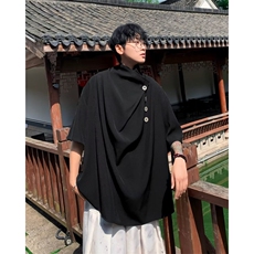 夏季港风纯白色排扣短袖t恤男潮ins宽松日系半袖体恤，男装T恤，星座716-3