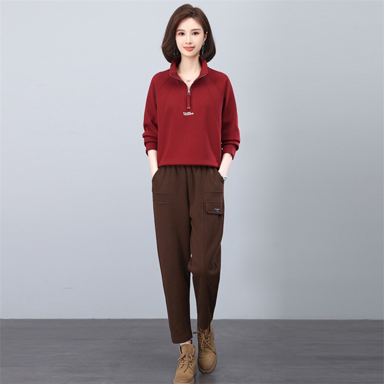 卫衣运动服套装2023新款冬季搭配品牌时尚休闲穿搭时尚妈妈两件套,女装套装/套裙,涵誉