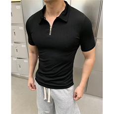 档口图230克高弹运动休闲POLO衫轮廓线紧身健身短袖T恤男P33，男装T恤，电商C306-1