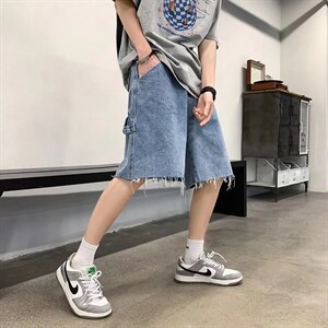 夏季日系潮牌五分牛仔裤百搭潮流直筒宽松港风牛仔短裤K3044-P36,男装牛仔裤,星座512-2
