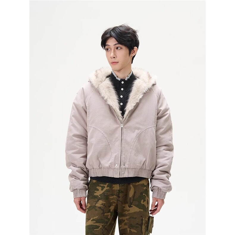 W592-P108美式座山雕毛领外套男小众潮牌设计感痞帅夹克棉服潮,男装棉衣,星座911-1