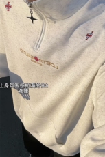 美式刺绣连帽卫衣男女同款秋冬季高级感cleanfit外套宽松潮牌上衣，女装短外套，电商B319