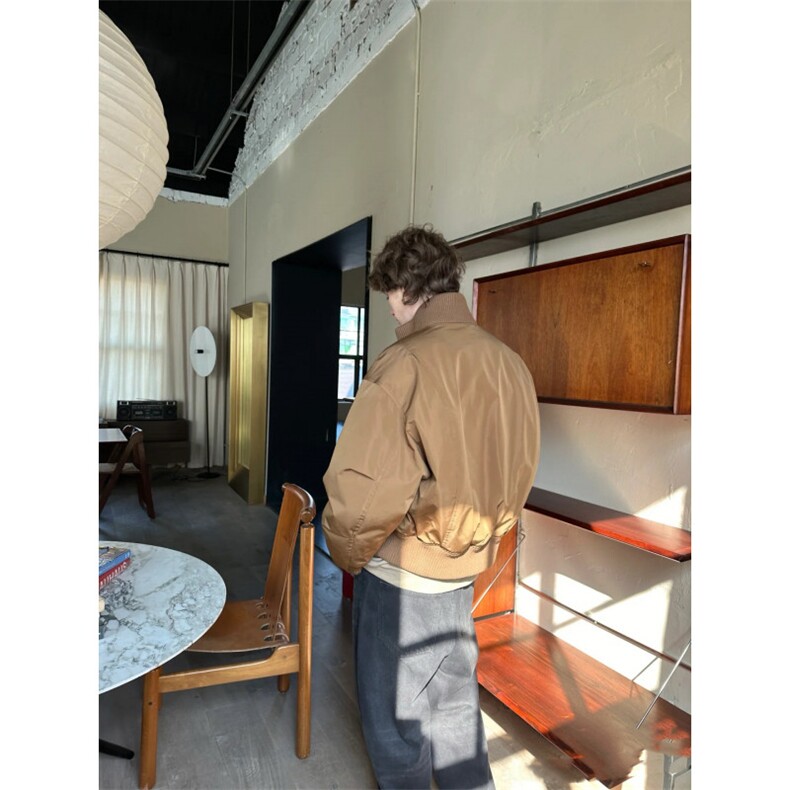 现货【网图】黑色卡其色杭州货飞行夹克短款立领棉服MY04-P90,男装夹克,电商A466