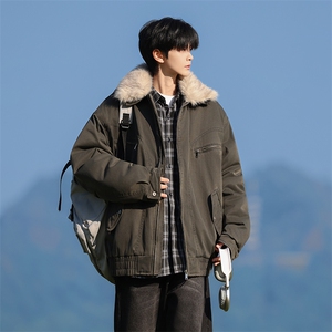 M1658-P115 冬季新款美式可脱卸毛领水洗工装棉服外套图片