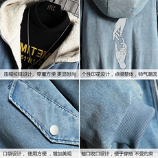 NM53147-P140牛仔外套男大码加厚加绒衣男羊羔毛服男，男装棉衣，电商A040A