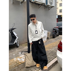 网图简约千鸟格拼接polo领洛卡抗皱空气层长袖t恤老钱风，男装T恤，四季星座505