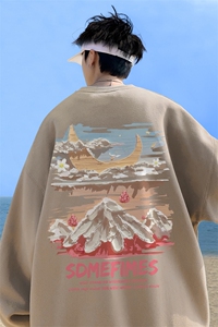 ！ 秋季重磅宽松大码港风水彩云印花圆领卫衣WY117-特p28图片