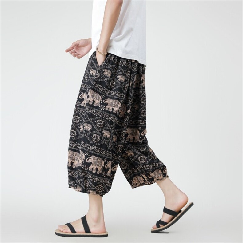 2025夏装灯笼裤尼泊尔沙滩裤民族风碎花薄款A057-K382-P45，男装民族服装，电商A057B