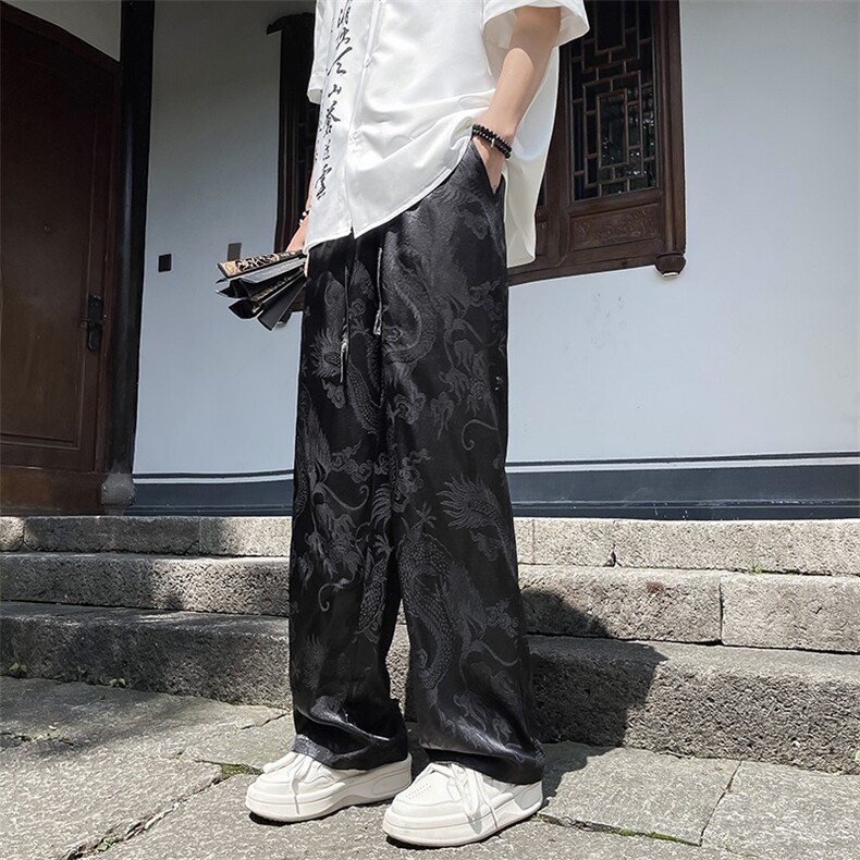 休闲裤风夏季新中式冰丝长裤子男直筒运动裤XZ212-QK9540-P37,女装休闲裤,星座212