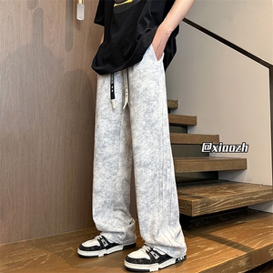 XZ616 夏季褶皱设计感运动直筒脏脏裤休闲长裤 TY1016 特P40控78图片