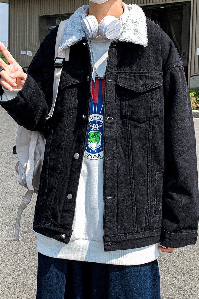 羊羔毛牛仔外套男冬季新款加绒加厚港风外套JK803-P95128，男装工装外套，星座912-1（原星座914-5）