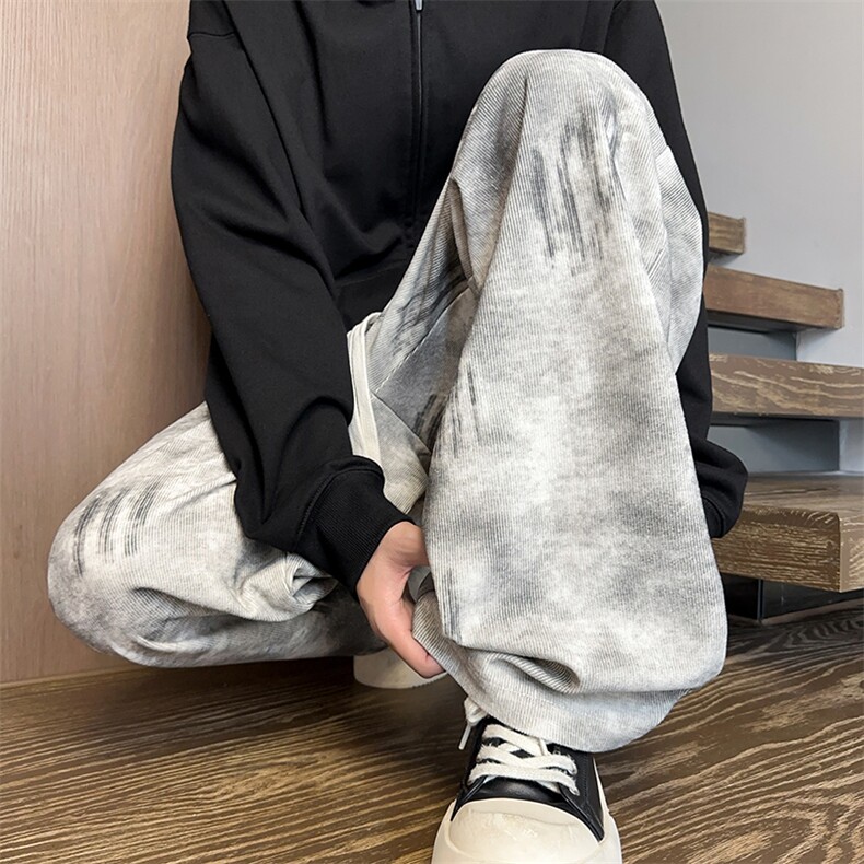 K25105特批25控49秋季新款潮牌扎染休闲裤男慵懒美式直筒裤男裤子,男装休闲裤,电商D229A