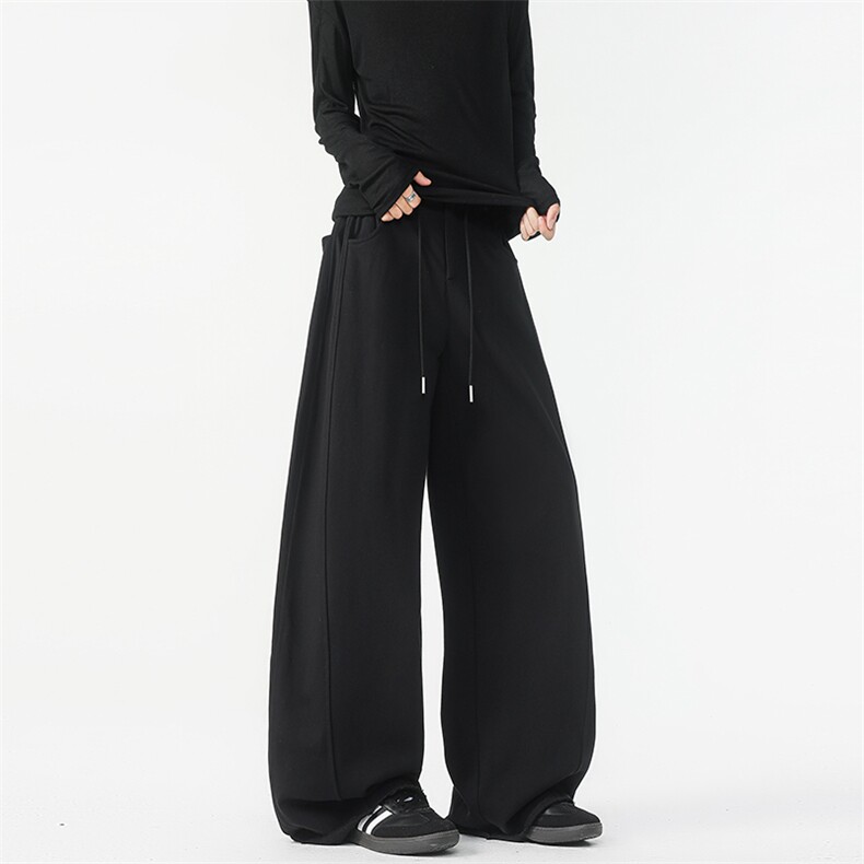 8XL-M灰色抽绳休闲裤男宽松阔腿裤卫裤设计感拖地裤男裤K9174P58,男装休闲裤,电商D206-1
