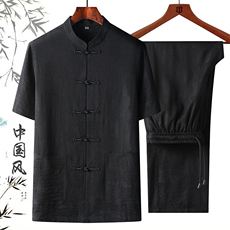 DR1103钱塘2020-2夏季新款男士唐装套装时尚风两件套P110，男装民族服装，钱塘207-2