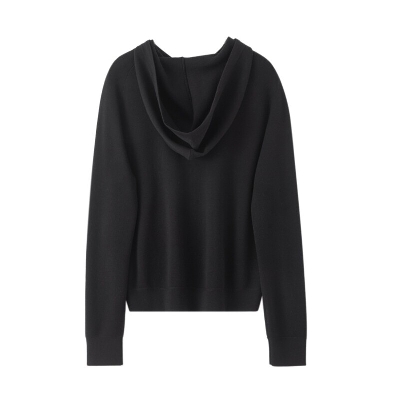 时尚潮流百搭休闲羊毛绷缝连帽衫，女装羊毛衫，润匹羊绒