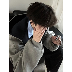 抖音得物高品质二开26春装美式重磅宽松结构双面连帽卫衣外套W68，女装短外套，电商A486-1