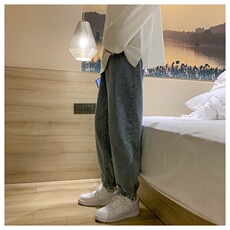 牛仔裤男ins港风束脚裤子宽松百搭潮牌九分裤韩版潮流老爹裤，男装牛仔裤，星座1210-1