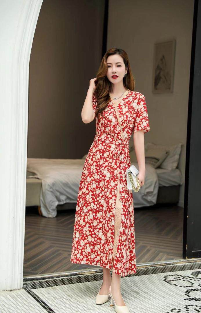 碎花气质连衣裙，女装连衣裙，蓝芝衣秀