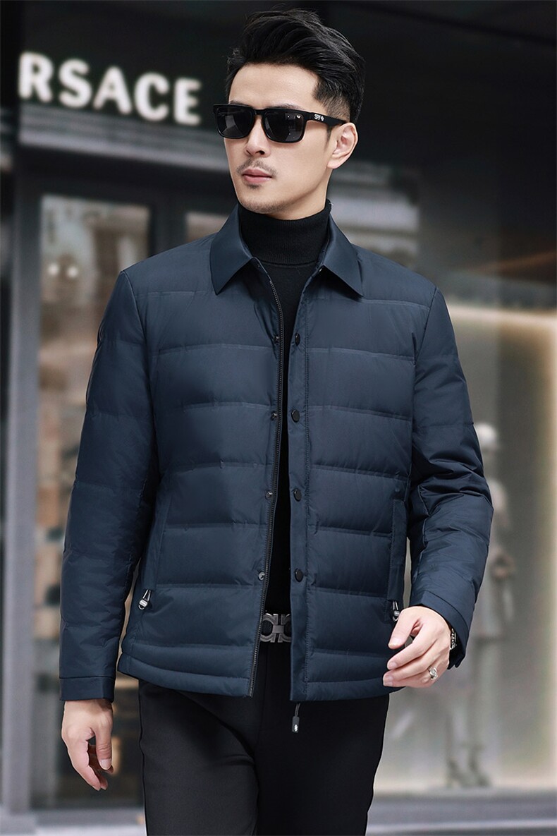 衬衣领男士羽绒服休闲外套基础主推,男装衬衫,钱塘207-1