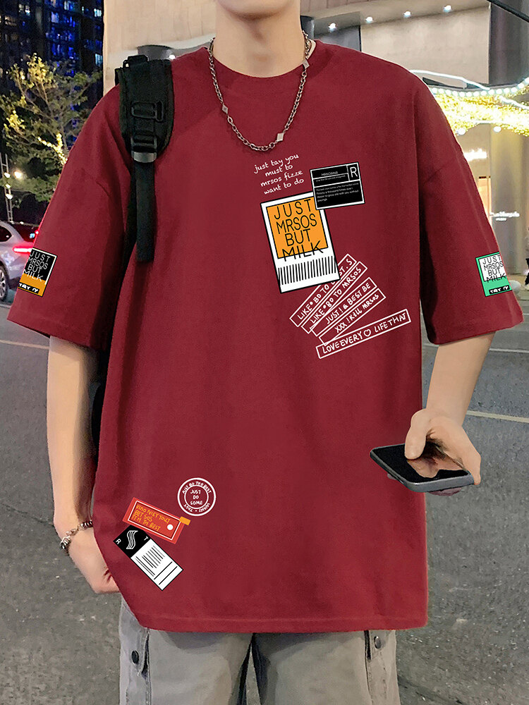 T822宽松短袖T恤男夏季2025新款半袖港风chic潮牌男生体恤衫,男装T恤,星座304A-1