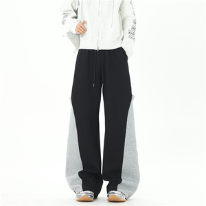 K25135-P42特 M-5XL 大码拼色华棉休闲裤运动裤图片
