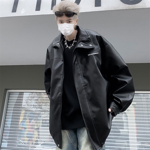 F139-P65 美式潮牌宽松机车服皮夹克2024新款飞行员皮衣外套男图片