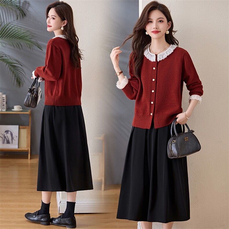 欣贝拉春装新款轻熟风甜美2026年春季女两件套针织裙子【现货】，女装套装/套裙，欣贝拉