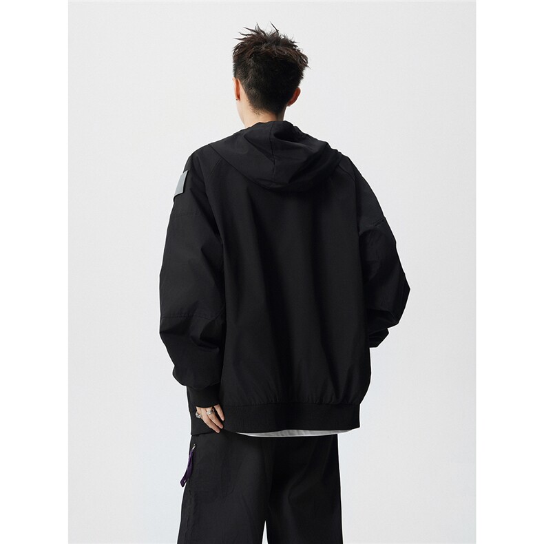 可二开发光贴片连帽工装冲锋衣大码M-5XL夹克男JK78076P85控128,男装夹克,星座226-1
