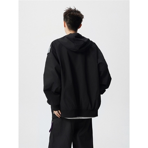 可二开发光贴片连帽工装冲锋衣大码M-5XL夹克男JK78076P85控128图片