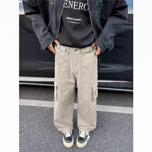 复古直筒休闲裤男2025春秋季潮牌宽松百搭伐木工装裤K6105-P60图片