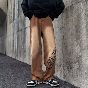 牛仔裤男秋季潮大码休闲裤子高街N5008P43图片