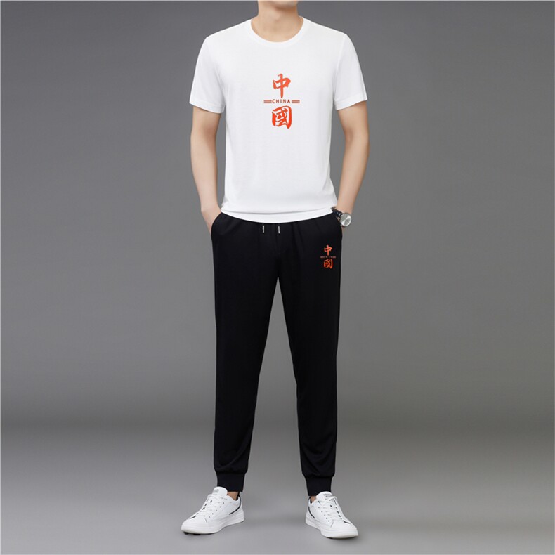 夏季T恤男运动套装短袖套装男夏装衣服男套装潮流休闲男士休闲t恤图片