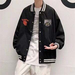 潮流夹克外穿潮男刺绣酷丝绵双层棒球领A31P42图片