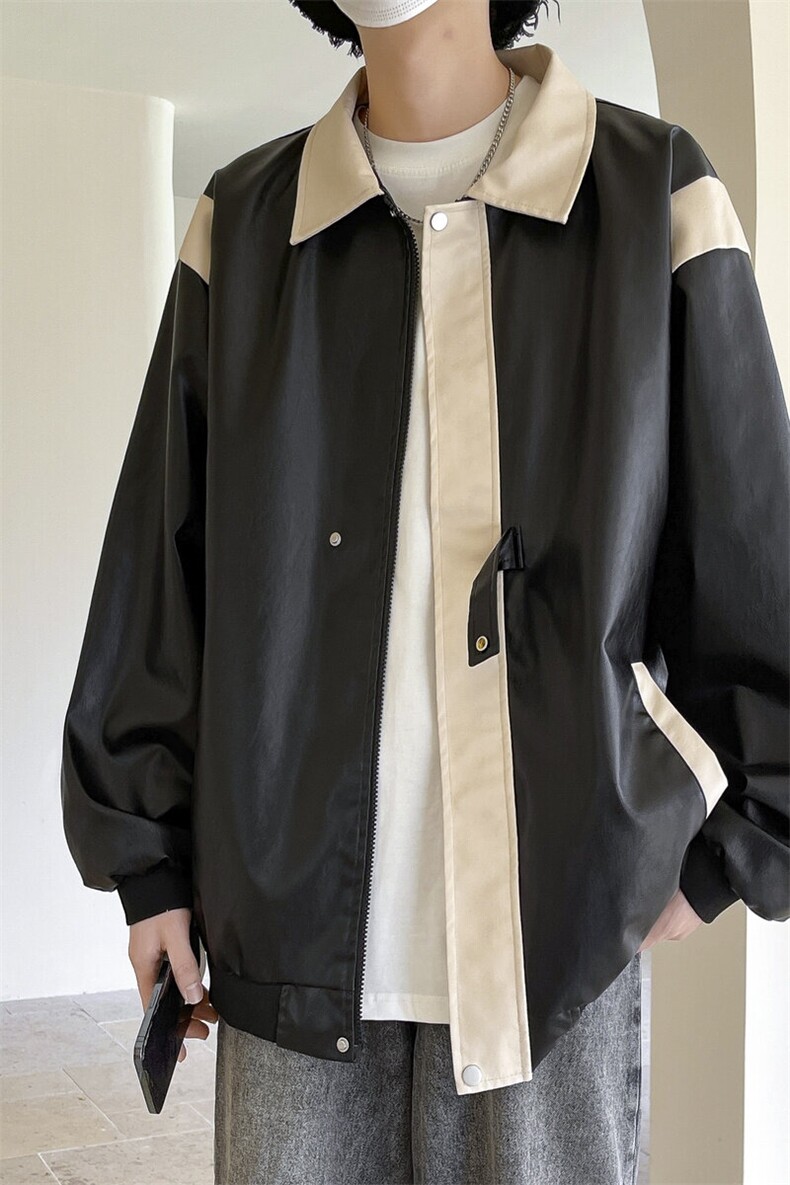 软皮衣服男士机车夹克翻领工装PU皮2025帅气短款JK2136-P80,男装夹克,星座210-1