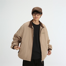 南夏乔装2025冬季新款日系撞色翻领刺绣棉衣潮流休闲宽松棉服外套，男装棉衣，电商S006（B521）